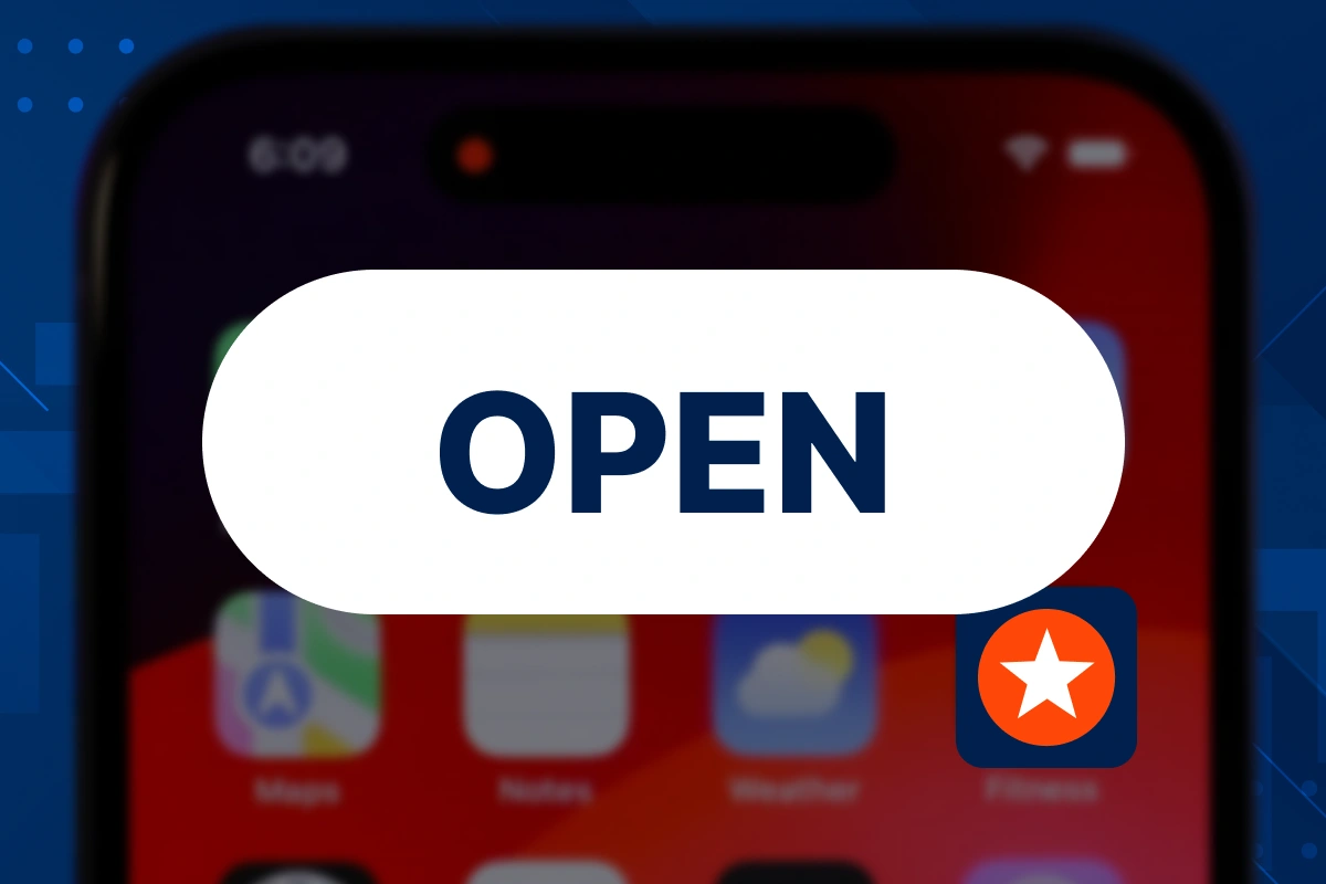 iOS screen showing ‘Open’ button highlighted after Mostbet app download