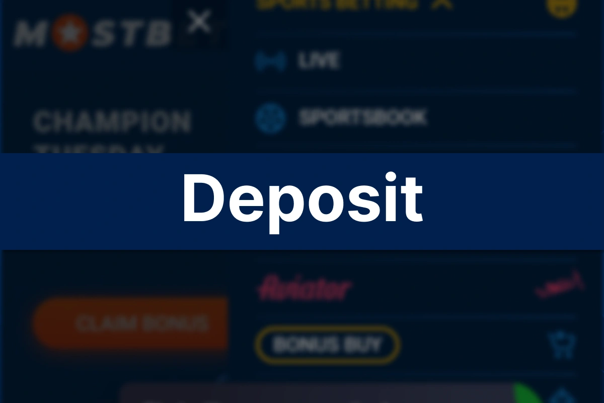 Screenshot highlighting ‘Deposit’ section on Mostbet website