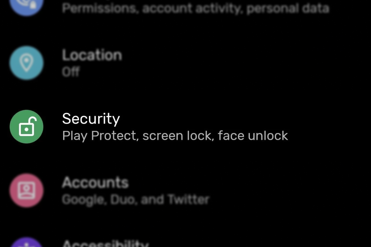 Android Settings screen